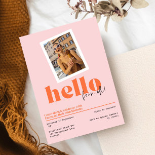 "Hello, four-oh!" 40th birthday retro Invitation