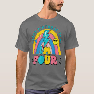 Hello Four Rainbow I Am 4 Year Old Happy Birthday T-Shirt