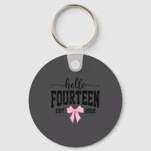 Hello Fourteen Est 2012 Coquette Bow 14th Birthday Key Ring