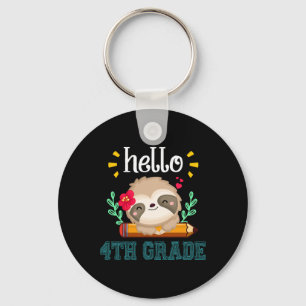 Hello Fourth Grade Byck To School Cute Sloth Lover Key Ring