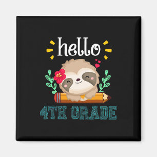 Hello Fourth Grade Byck To School Cute Sloth Lover Magnet