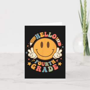 Hello Fourth Grade Byck To School Groovy Teacher S Card