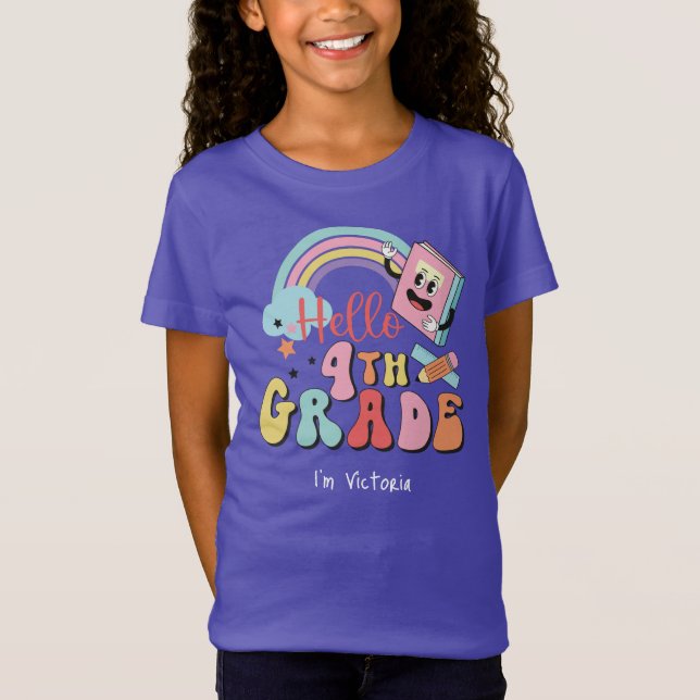 Hello Fourth Grade Colourful Elementary School v2 T-Shirt (Front)