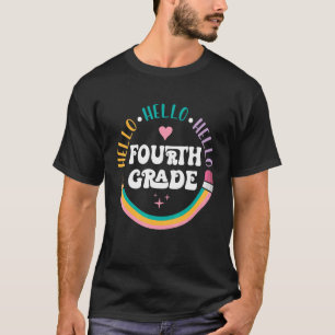Hello Fourth Grade Cute Pencil Happy First Day Of T-Shirt