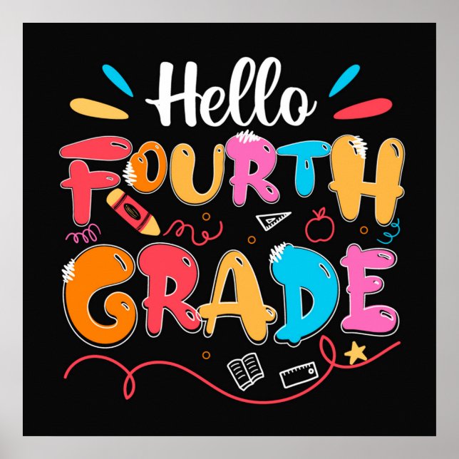 Hello Fourth Grade Doodle  Poster (Front)