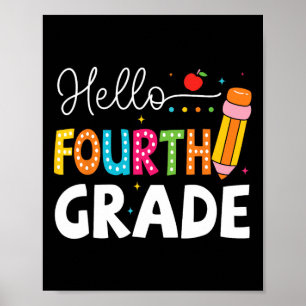 Hello Fourth Grade First Day Of School Back To Sch Poster
