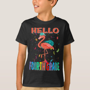 Hello Fourth Grade Flamingo Back To School T-Shirt
