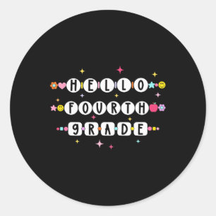 Hello Fourth Grade Friendship Bracelet Back To Sch Classic Round Sticker