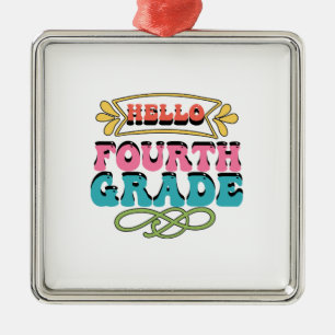 Hello Fourth Grade Metal Tree Decoration