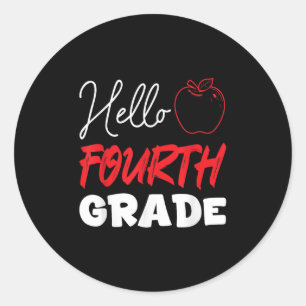 Hello Fourth Grade School Year 4th Grade Children  Classic Round Sticker