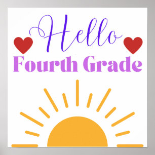 "Hello Fourth Grade" Sunshine Classroom Poster