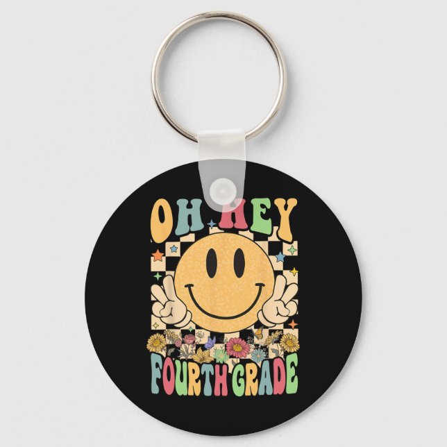 Hello Fourth Grade Teachers Student 4th Grade Back Key Ring (Front)