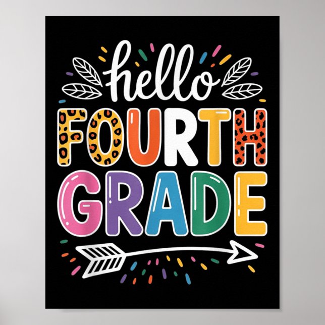 Hello Fourth Grade Team 4th Grade Back To School T Poster (Front)
