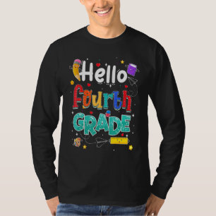 Hello Fourth Grade Team 4th Grade Teacher Kid Back T-Shirt