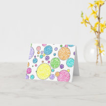 "Hello, Friend!" Colourful Bubbles Notecard