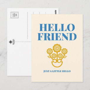 Hello Friend Floral Typography Postcard