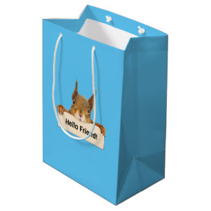 Hello Friend Funny Squirrel  Medium Gift Bag