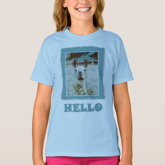Hello - Friendly Llama T-Shirt (Front)