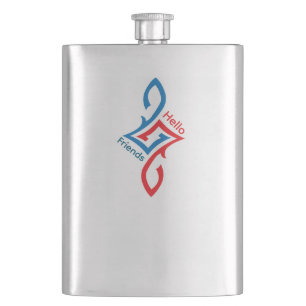 Hello Friends Simple Happy Greeting Design Hip Flask