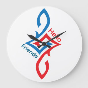 Hello Friends Simple Happy Greeting Design Large Clock