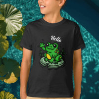 Hello | Frog on Lily Pad Hand Drawn