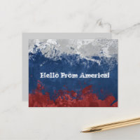 "Hello From America" Red White & Blue Postcards
