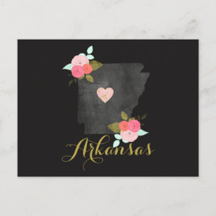 Hello from Arkansas State Floral & Moveable Heart Postcard