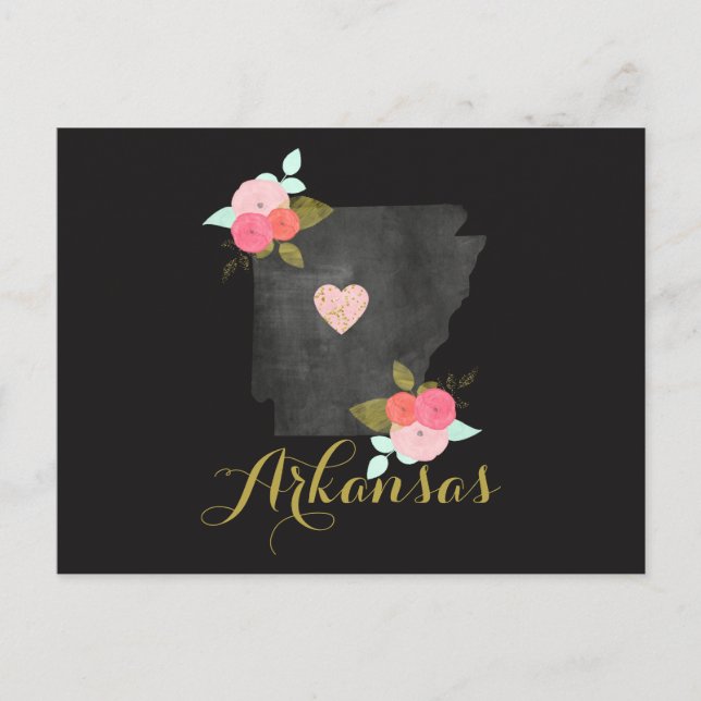 Hello from Arkansas State Floral & Moveable Heart Postcard (Front)