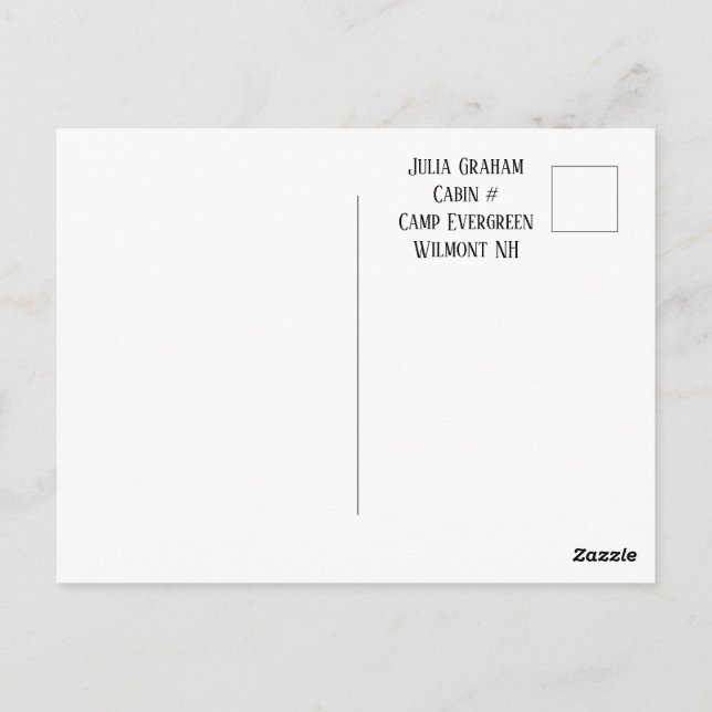 Hello From Camp Postcard (Back)