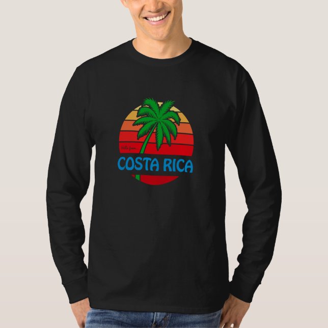 Hello From Costa Rica Palm Tree Beach T-Shirt (Front)