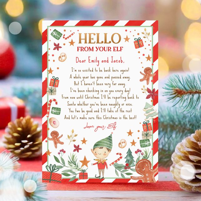 Hello From Elf Arrival Letter I'm Back Christmas  Invitation (Creator Uploaded)