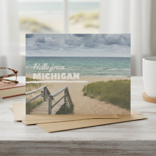 Hello From Michigan Beach Vibes Postcard