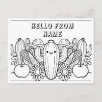 Hello from [Name] - Colorable Postcard for Kids