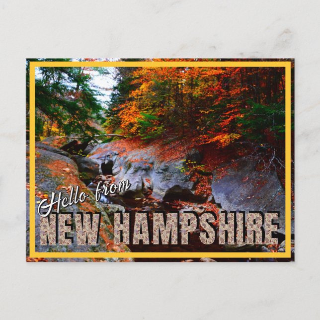 Hello from New Hampshire Sculptured Rocks in Fall Postcard (Front)