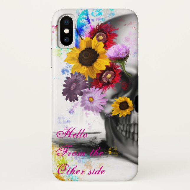 Hello from other side floral butterfly skull Case-Mate iPhone case (Back)