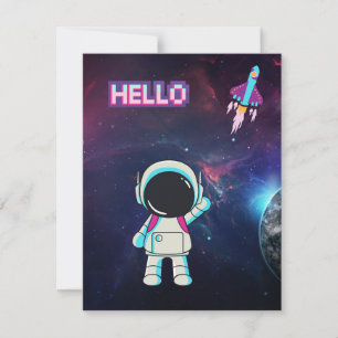 Hello from space. RSVP card
