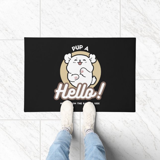 Hello from the Barked Side – Cute Dog Design Doormat (Indoor)