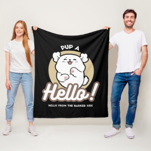 Hello from the Barked Side – Cute Dog Design Fleece Blanket