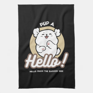 Hello from the Barked Side – Cute Dog Design Tea Towel