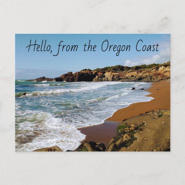 Hello, from the Oregon Coast Post card (Front)