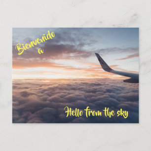 Hello from the sky travel postcard