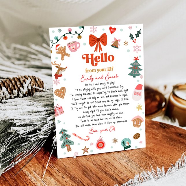 Hello From Your Elf Letter I'm Back Christmas Elf Invitation (Creator Uploaded)