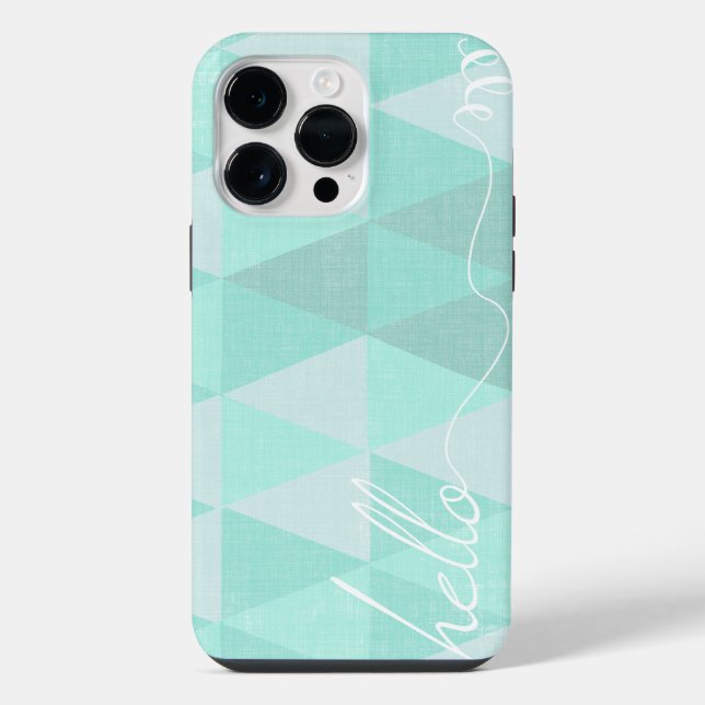 Hello Geometric Triangle Abstract Modern Art iPhone Case (Back)