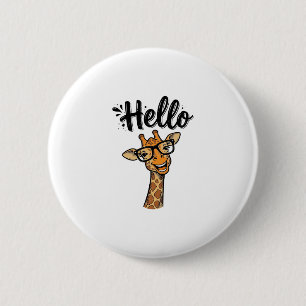 Hello Giraffe Vintage Engraving Cute Animal Shirt_ 6 Cm Round Badge