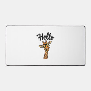 Hello Giraffe Vintage Engraving Cute Animal Shirt_ Desk Mat