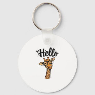 Hello Giraffe Vintage Engraving Cute Animal Shirt_ Key Ring