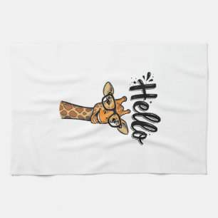 Hello Giraffe Vintage Engraving Cute Animal Shirt_ Tea Towel