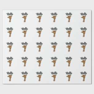 Hello Giraffe Vintage Engraving Cute Animal Shirt_ Wrapping Paper