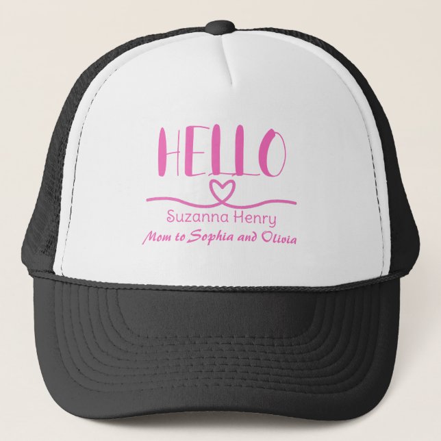 Hello Girl Mum Heart Tale  Trucker Hat (Front)