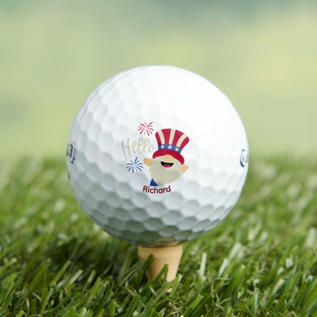 Hello Gnome Red White & Blue - Callaway Supersoft Golf Balls (Insitu Tee)